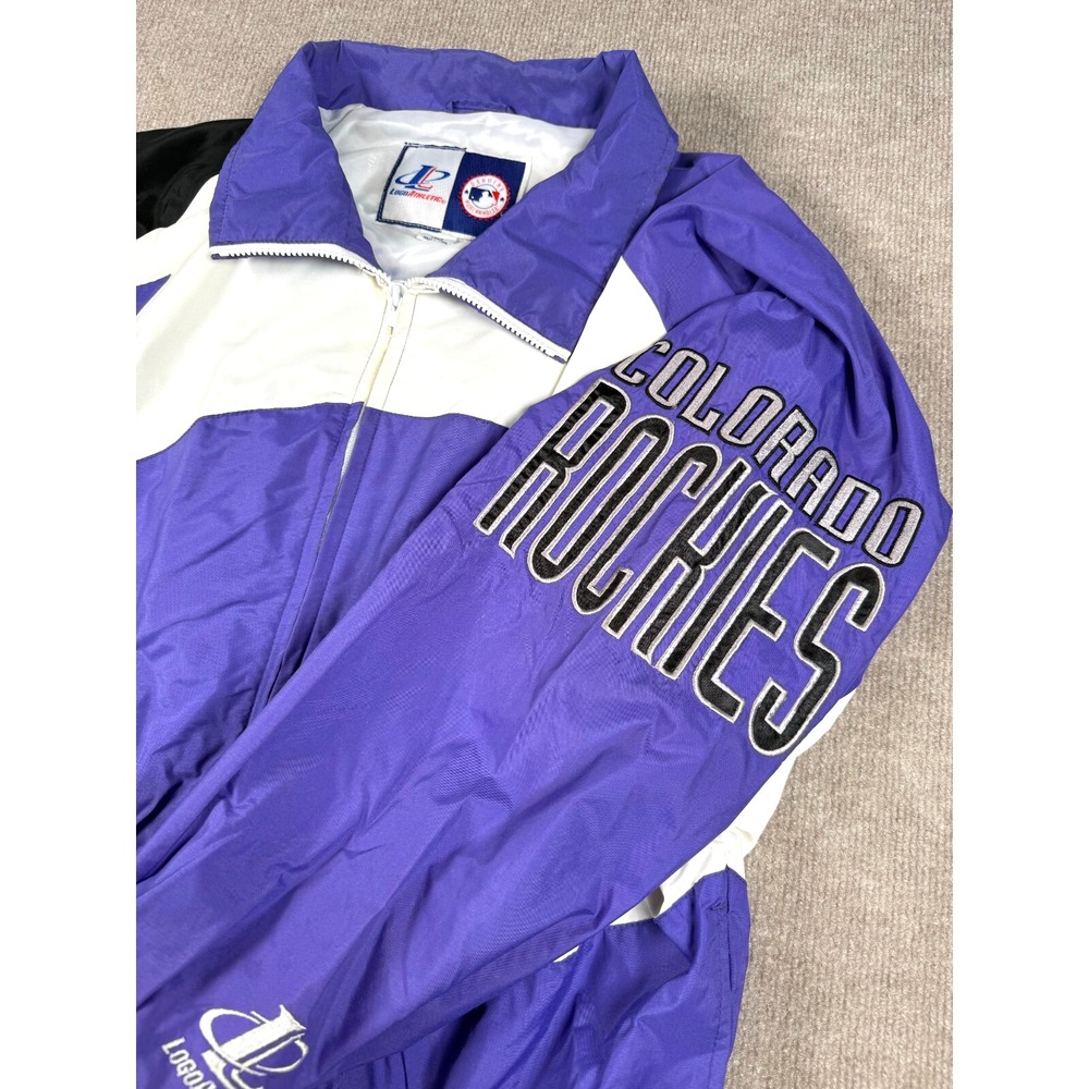 Vintage‎ Sharktooth Jacket Logo Athletic MLB Colorado Rockies Size Large